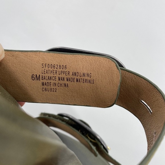 Sofft Elmira Forest Womens Green Leather Double Buckle Flat Sandals Slides Sz 6 - Picture 2 of 9